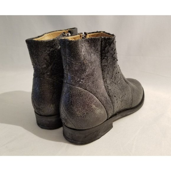 Anthropologie Farylrobin Morris Black Stress Cracked Leather Booties Size 5 New - Picture 4 of 7